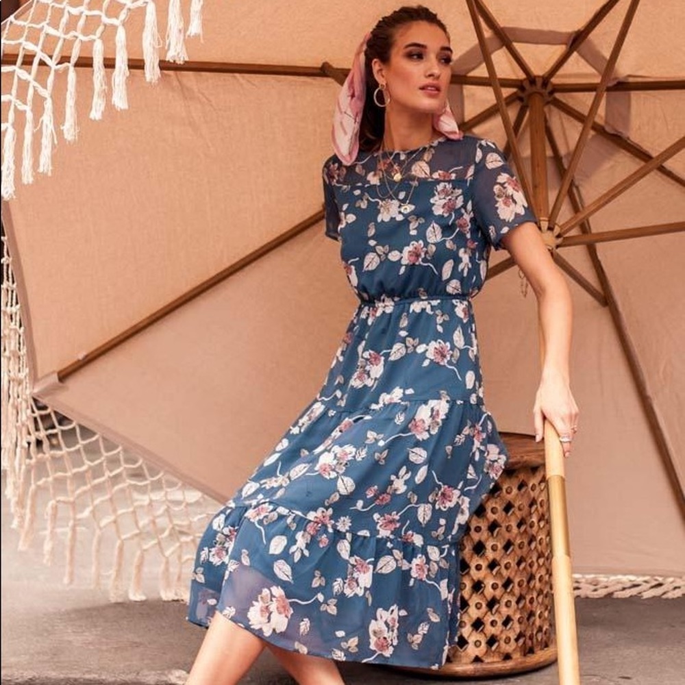 🌺 Floral Midi Dress 💙